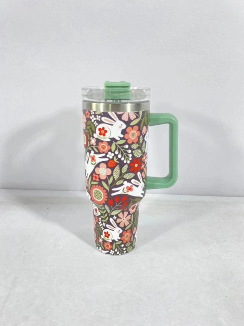 HoliSip™ 40 oz Insulated Holiday Tumbler with Handle & Straw