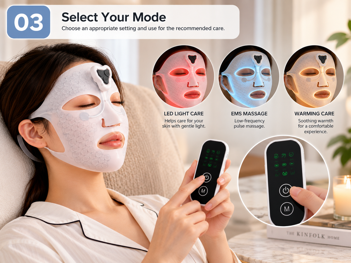 GlowPulse hands-free facial massage mask - how to use, step 3 - AVALDEY