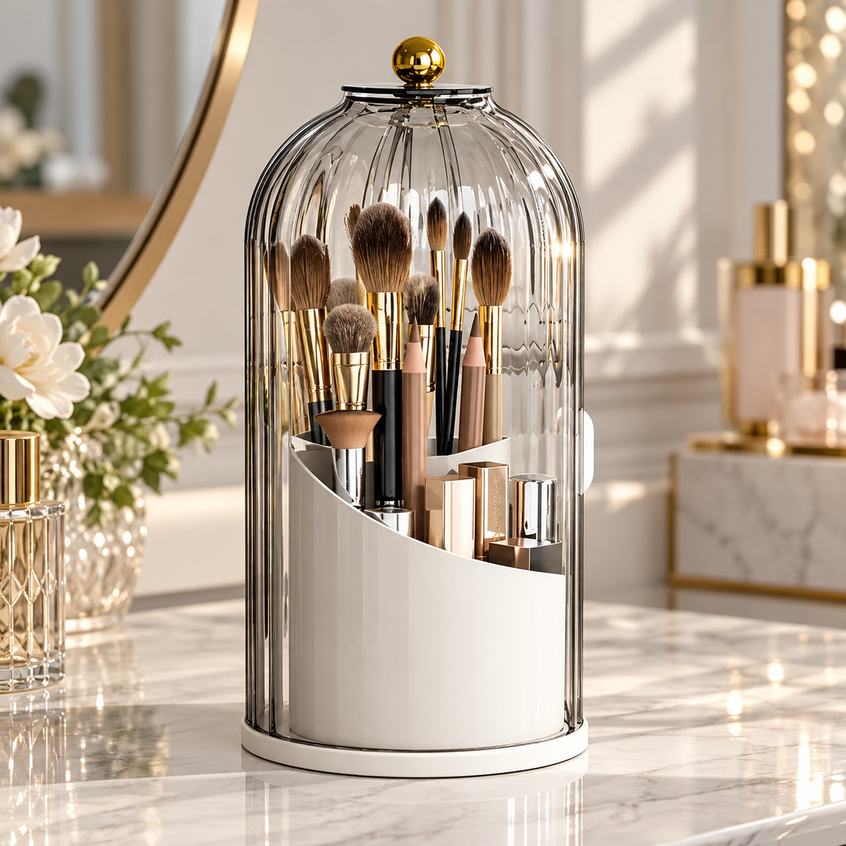 SpinVanity™ 360° Rotating Brush Holder with Lid lifestyle scene 3