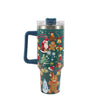 Christmas Insulated Tumbler with Handle & Straw