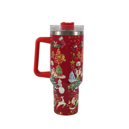HoliSip™ 40 oz Insulated Holiday Tumbler with Handle & Straw