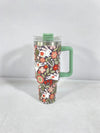 Christmas Insulated Tumbler with Handle & Straw