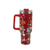 Christmas Insulated Tumbler with Handle & Straw