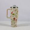 Christmas Insulated Tumbler with Handle & Straw