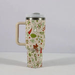 Christmas Insulated Tumbler with Handle & Straw