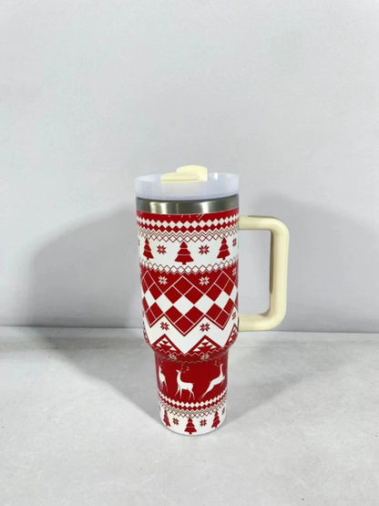 HoliSip™ 40 oz Insulated Holiday Tumbler with Handle & Straw