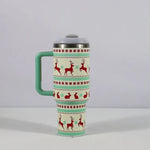 Christmas Insulated Tumbler with Handle & Straw
