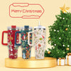 Christmas Insulated Tumbler with Handle & Straw