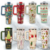 Christmas Insulated Tumbler with Handle & Straw