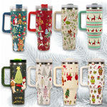 Christmas Insulated Tumbler with Handle & Straw
