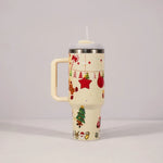 Christmas Insulated Tumbler with Handle & Straw