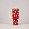 Christmas Insulated Tumbler with Handle & Straw