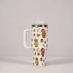 Christmas Insulated Tumbler with Handle & Straw