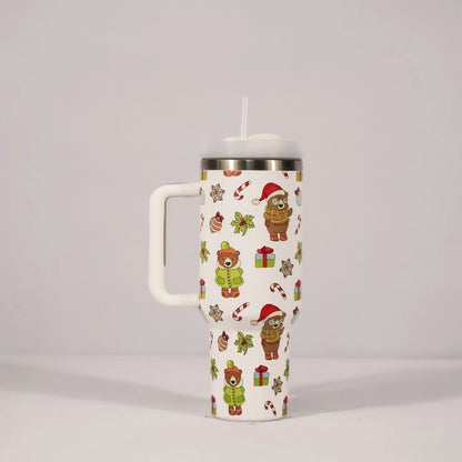 HoliSip™ 40 oz Insulated Holiday Tumbler with Handle & Straw