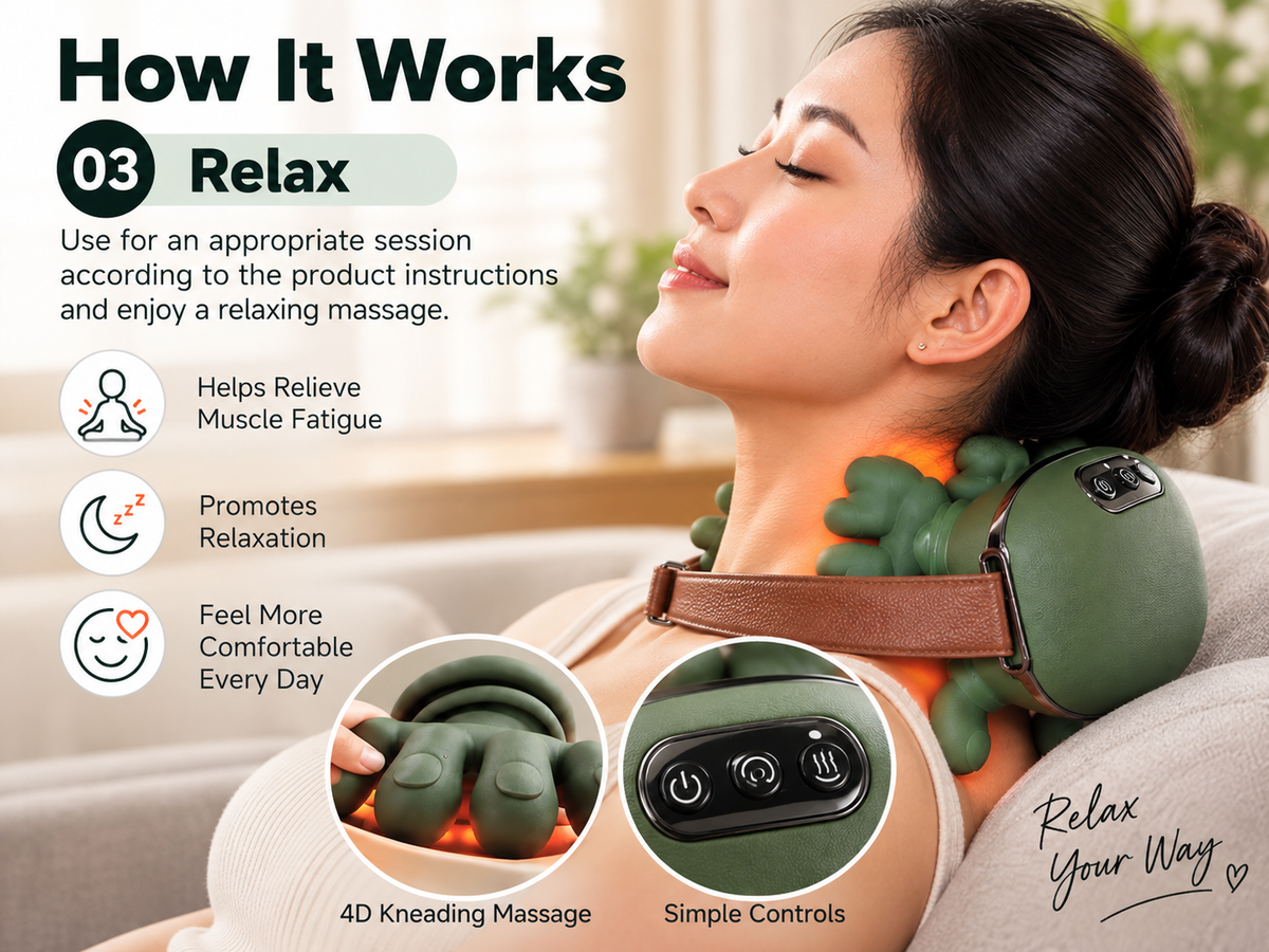 TheraKnead 4D kneading neck and shoulder massager - key benefit 3 - AVALDEY