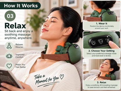 TheraKnead 4D kneading neck and shoulder massager - how to use, step 3 - AVALDEY