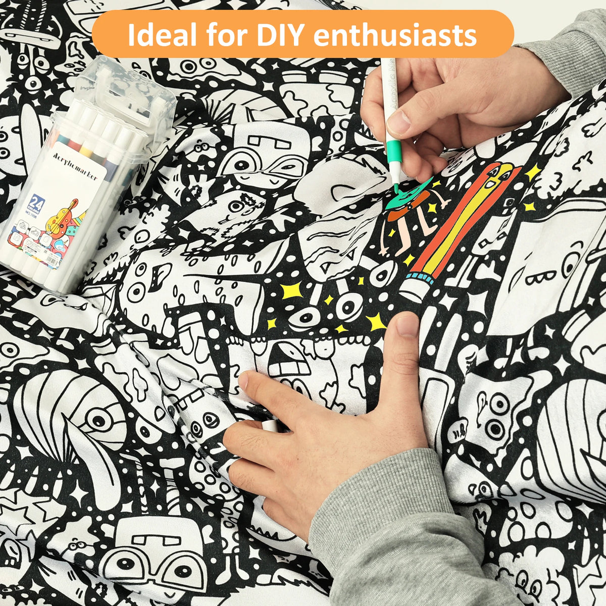 DoodleThrow™ Color-In Blanket with 24 Markers
