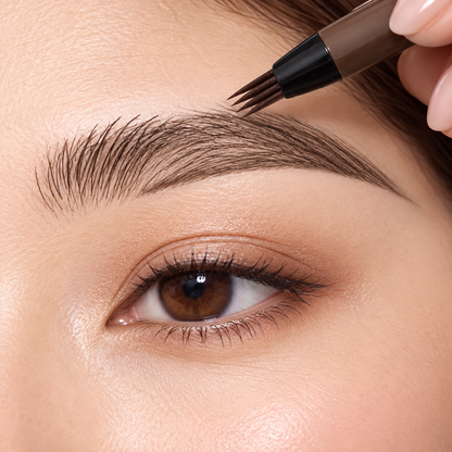 Four-tip BrowInk pen adding light brow strokes