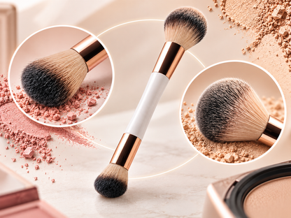 VelvetBlend dual-ended powder and blending brush - key benefit 2 - AVALDEY