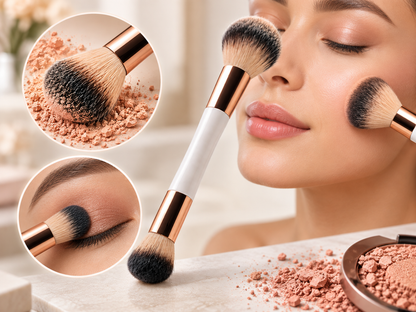 VelvetBlend dual-ended powder and blending brush - key benefit 3 - AVALDEY