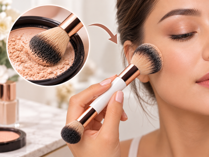 VelvetBlend dual-ended powder and blending brush - how to use, step 2 - AVALDEY