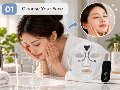 GlowPulse hands-free facial massage mask - how to use, step 1 - AVALDEY