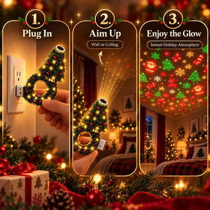 2026 USB Christmas Projector Night Light with 6+ Holiday Patterns, Warm LED Ceiling Lamp for Bedroom, Party, and Holiday Decor