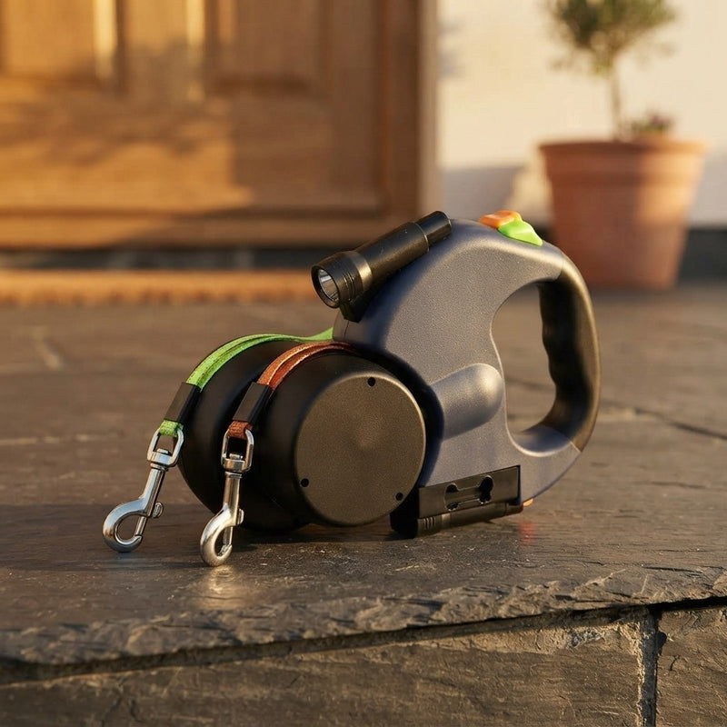 Reflective Retractable Dual Dog Leash
