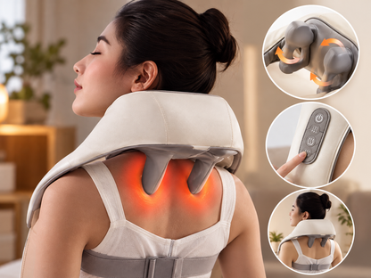 FlexiRelief clip-on neck and shoulder massager with heat - key benefit 1 - AVALDEY
