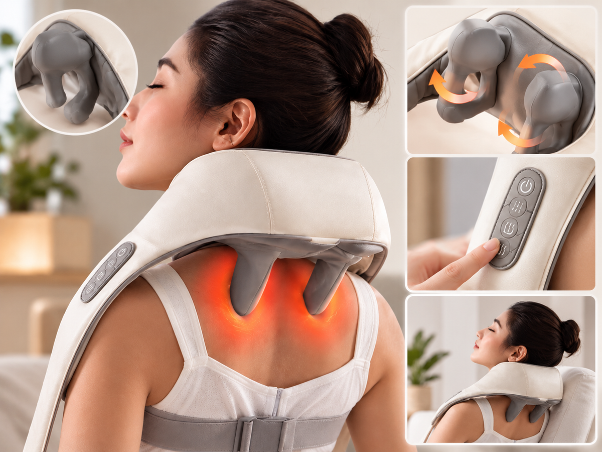 FlexiRelief clip-on neck and shoulder massager with heat - key benefit 2 - AVALDEY