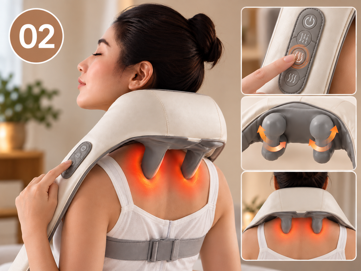 FlexiRelief clip-on neck and shoulder massager with heat - how to use, step 2 - AVALDEY