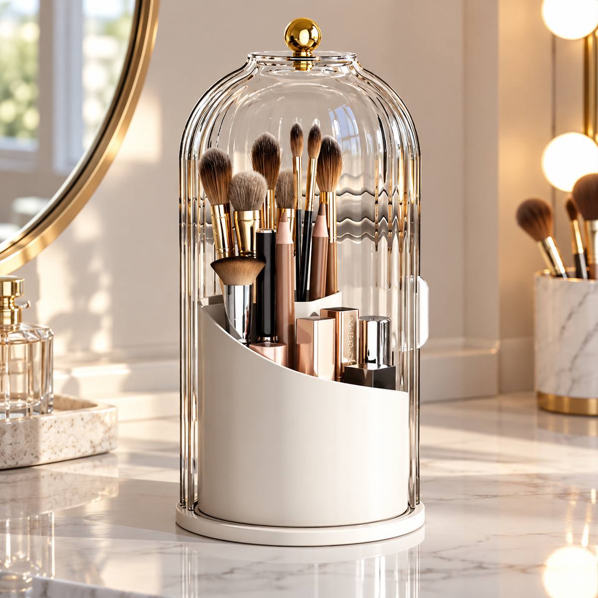 SpinVanity™ 360° Rotating Brush Holder with Lid lifestyle scene 2