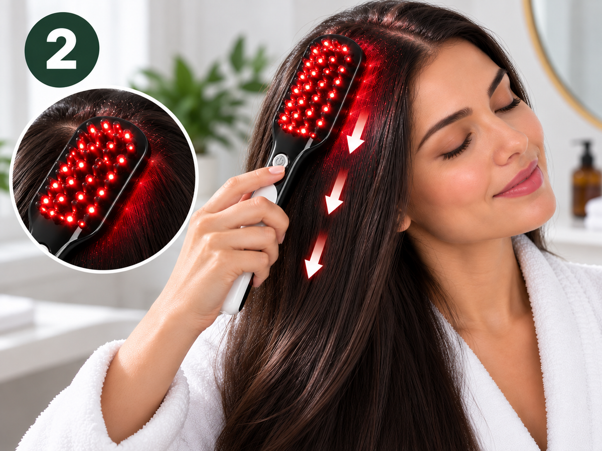 ScalpSpa vibrating scalp massage comb - how to use, step 2 - AVALDEY
